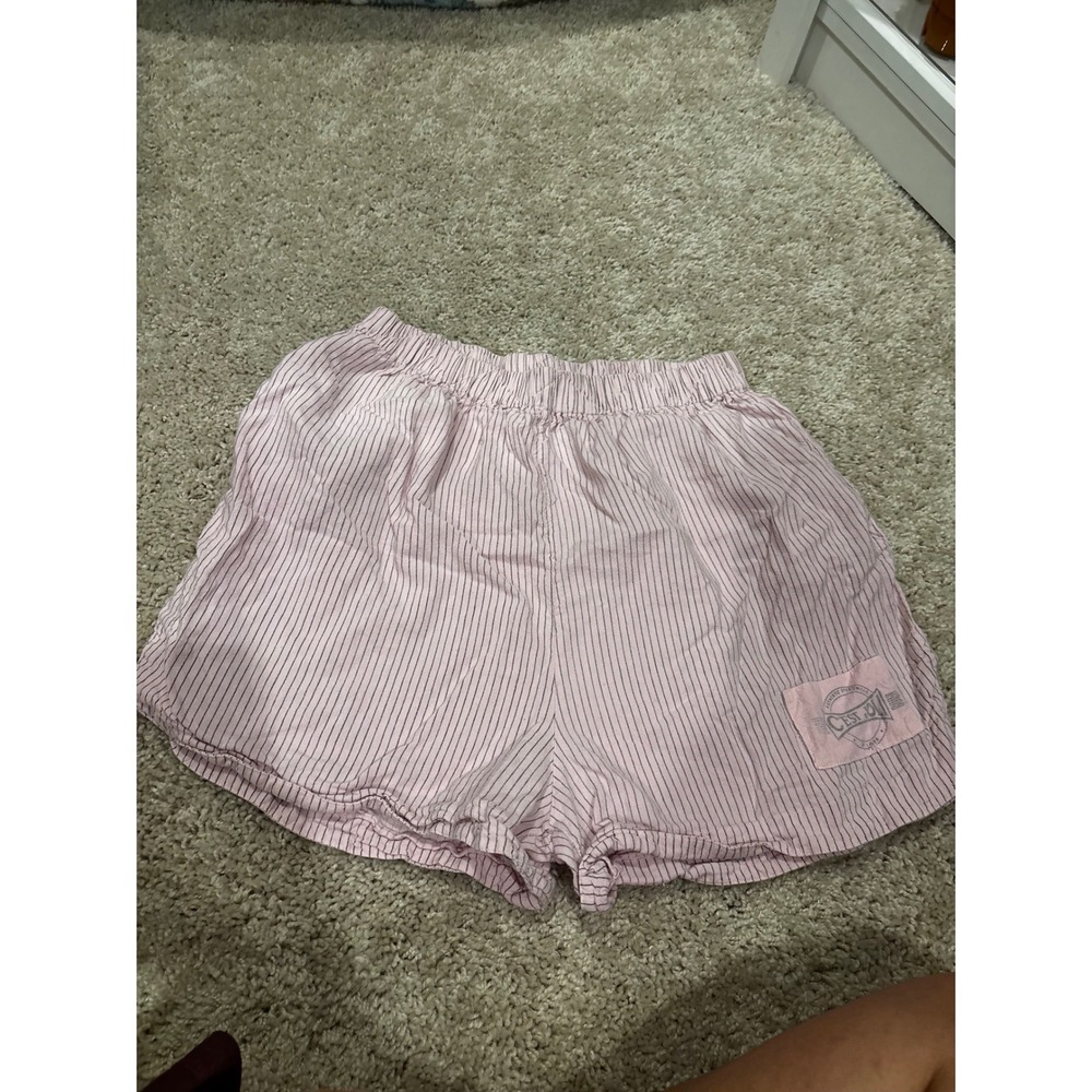 C'est Joli by Laura Womens Pink Striped Pajama Sleep Shorts Elastic Waist Lounge